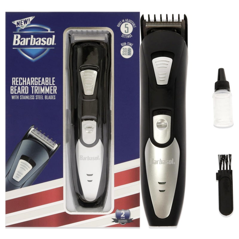 Barbasol Rechargeable Electric Beard Trimmer with Stainless Steel Blades and Adjustable Settings - Image 1